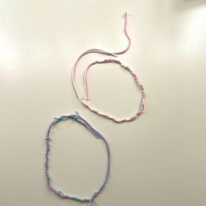 Two embroidery thread bracelet made for a normal wrist.